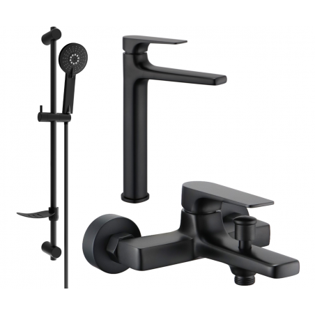 Mexen Lynx DF40 bath set, black - 745913DF40-70