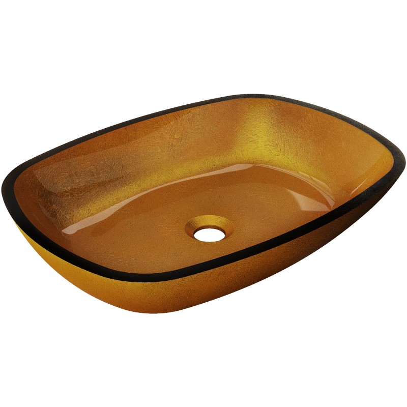 Mexen Araks lavabo de vidrio sobre encimera 54 x 39 cm, dorado - 24155450