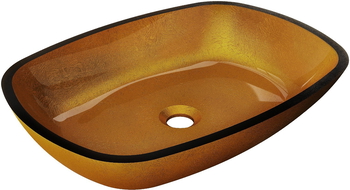 Mexen Araks szklana umywalka nablatowa 54 x 39 cm, złota - 24155450