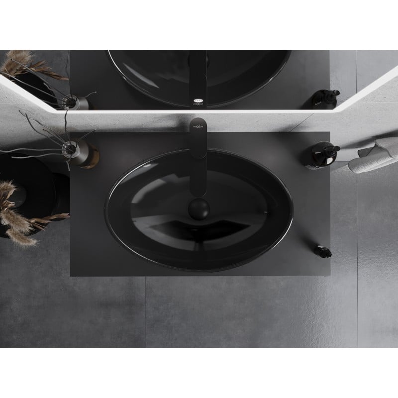 Mexen Sonia lavabo en verre à poser 54 x 37 cm, noir - 24145470