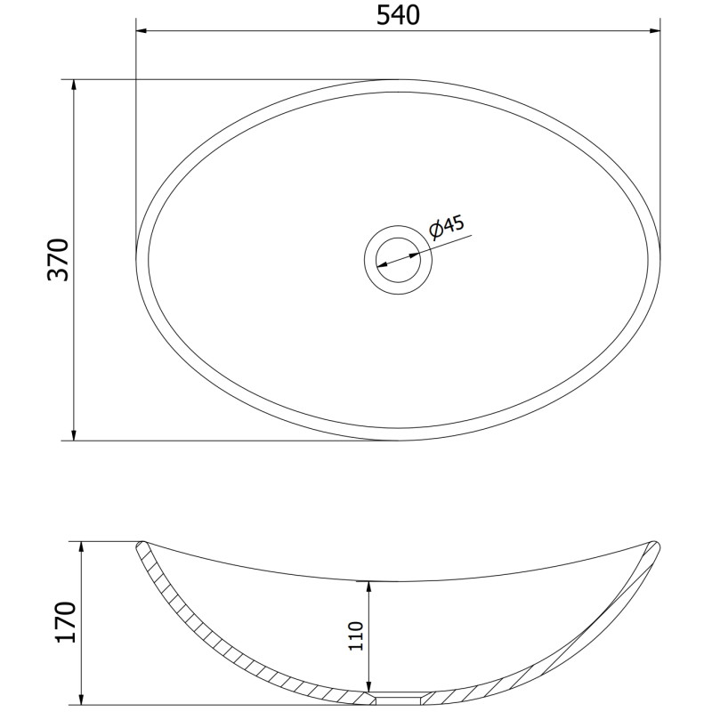 Mexen Sonia glazen opbouwwastafel 54 x 37 cm, zwart - 24145470