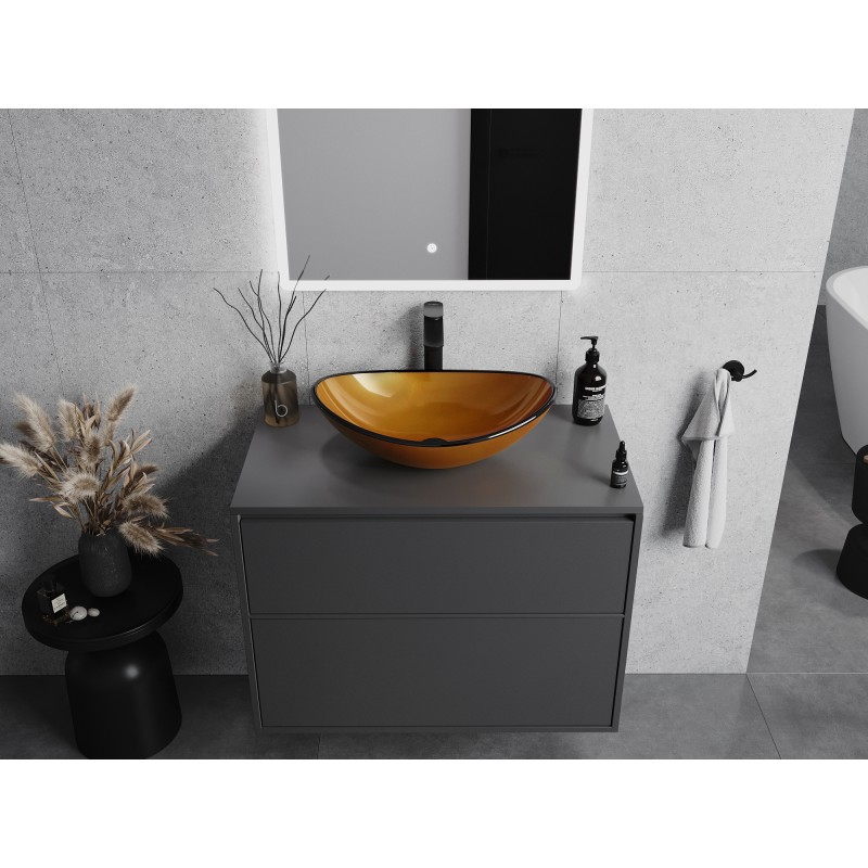 Mexen Sonia glazen opbouwwastafel 54 x 37 cm, goud - 24145450