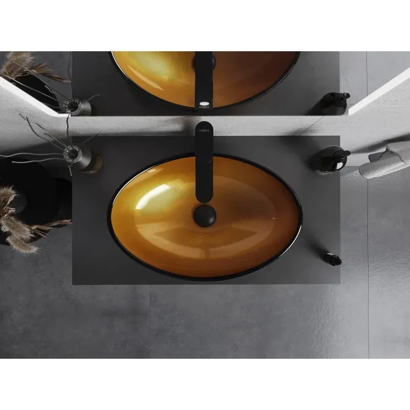 Mexen Sonia, gläsernes Aufsatzwaschbecken 54 x 37 cm, gold - 24145450