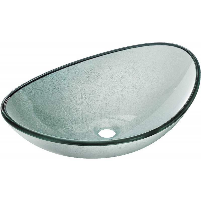 Mexen Sonia lavabo de cristal sobre encimera 54 x 37 cm, plateado - 24145411