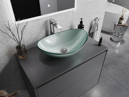 Mexen Sonia Glaswaschbecken Aufsatzwaschbecken 54 x 37 cm, Silber - 24145411