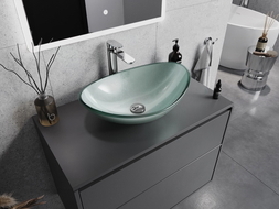 Mexen Sonia lavabo de vidrio sobre encimera 54 x 37 cm, plateado - 24145411