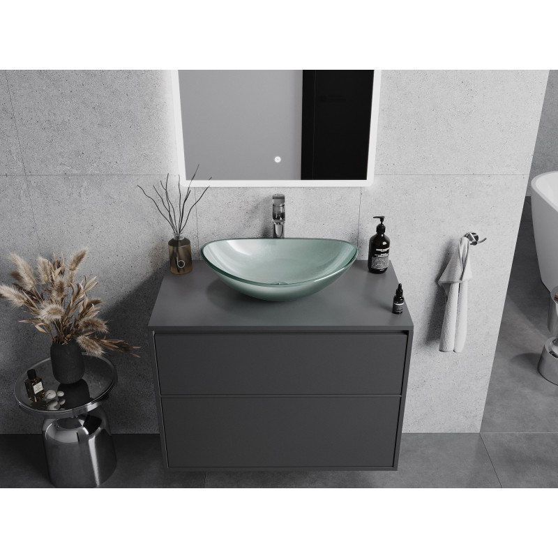 Mexen Sonia glazen opbouwwastafel 54 x 37 cm, zilverkleurig - 24145411
