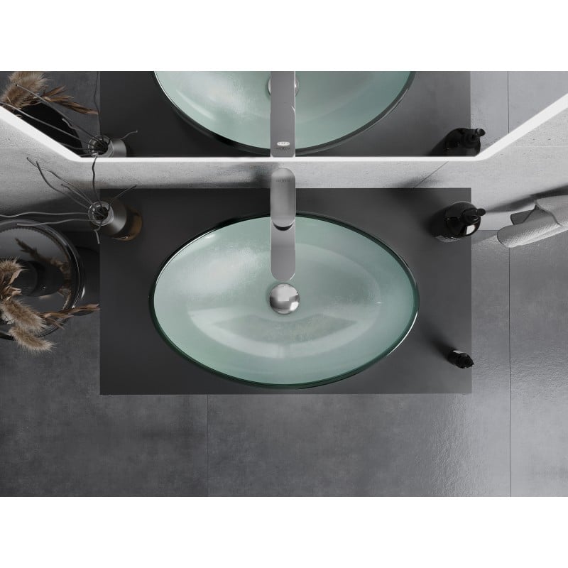 Mexen Sonia glass countertop washbasin 54 x 37 cm, silver - 24145411