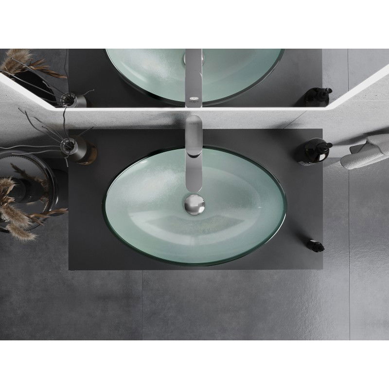 Mexen Sonia lavabo da appoggio in vetro 54 x 37 cm, argento - 24145411