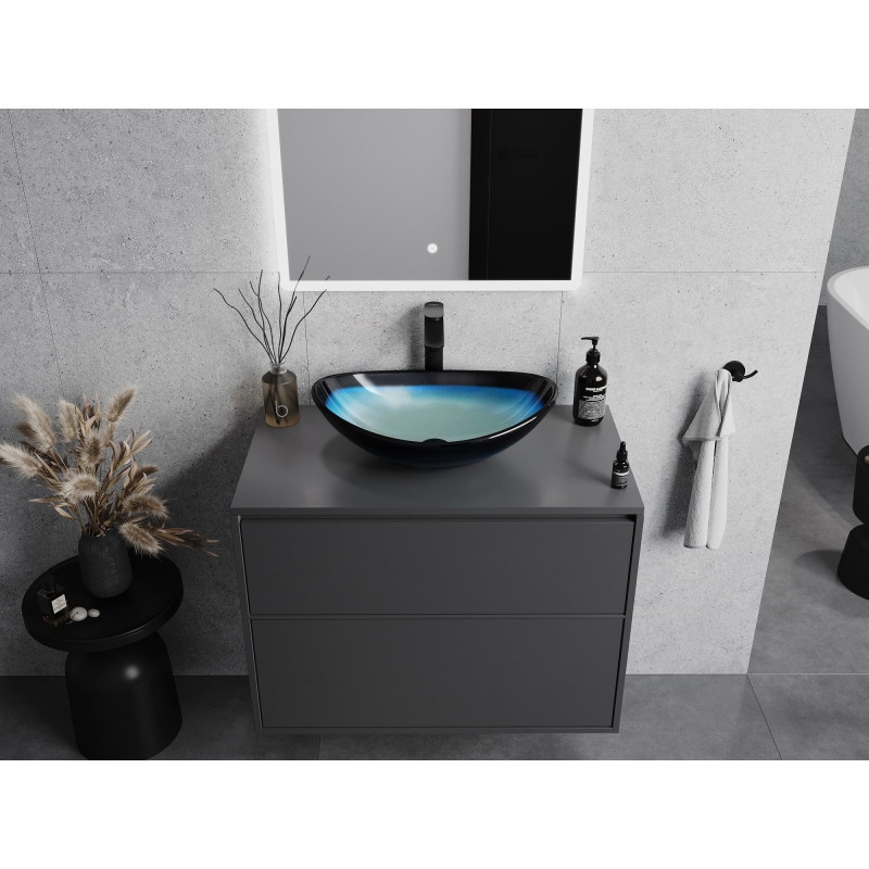 Mexen Sonia lavabo à poser en verre 54 x 37 cm, bleu - 24145447