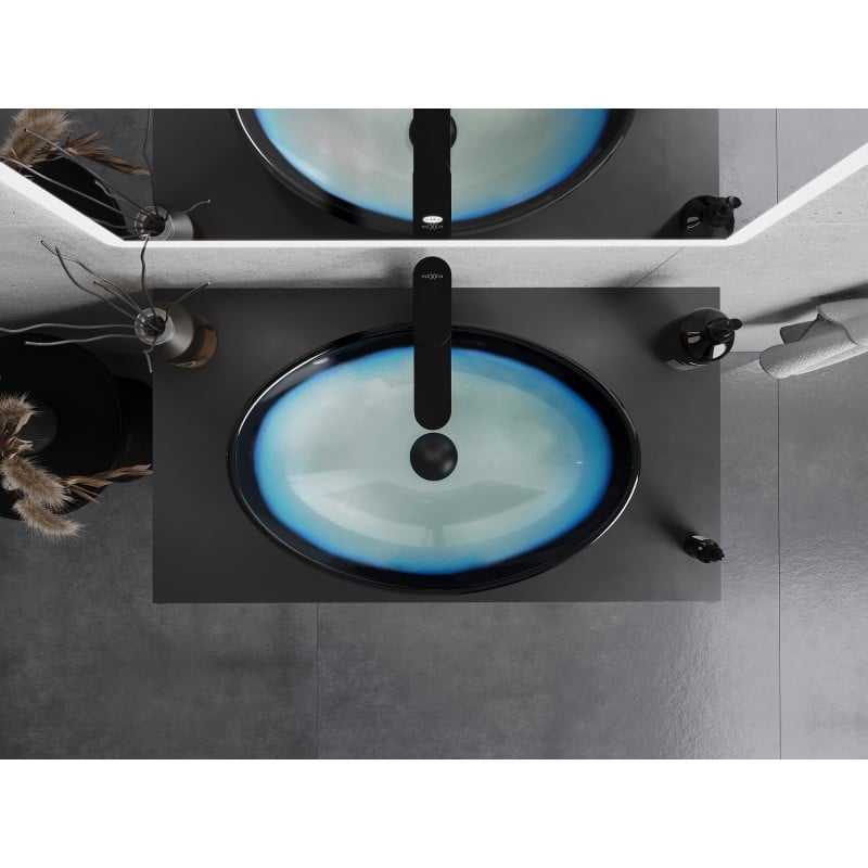 Mexen Sonia glazen opbouw waskom 54 x 37 cm, blauw - 24145447