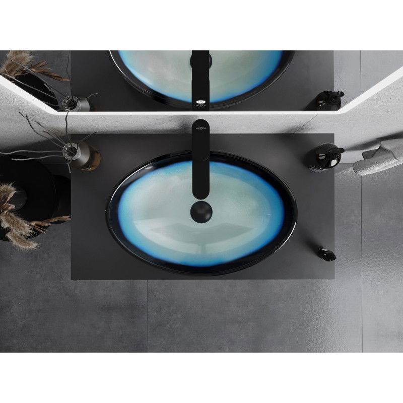 Mexen Sonia lavabo de vidrio sobre encimera 54 x 37 cm, azul - 24145447