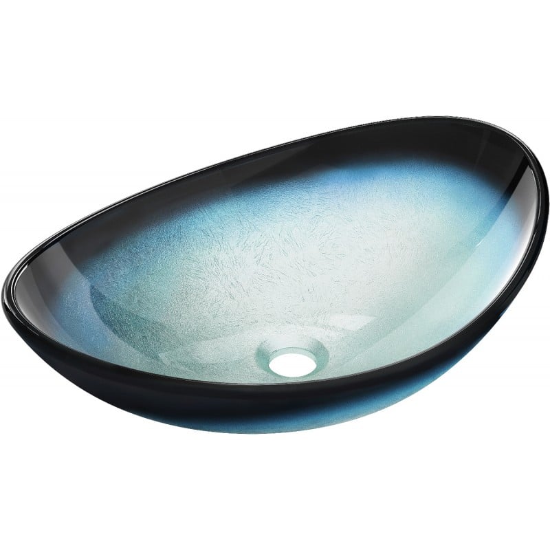Mexen Sonia lavabo en verre posé sur comptoir 54 x 37 cm, bleu - 24145447