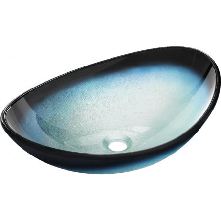 Mexen Sonia lavabo en verre posé sur comptoir 54 x 37 cm, bleu - 24145447