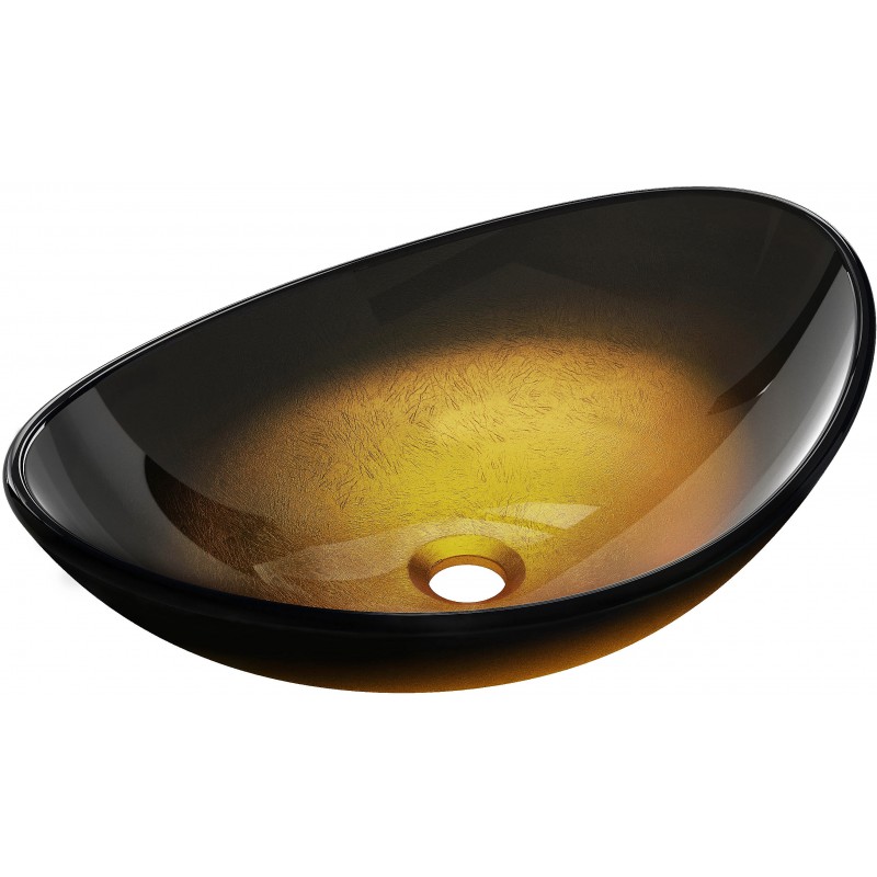 Mexen Sonia lavabo sobre encimera de vidrio de 54 x 37 cm, oro oscuro - 24145451