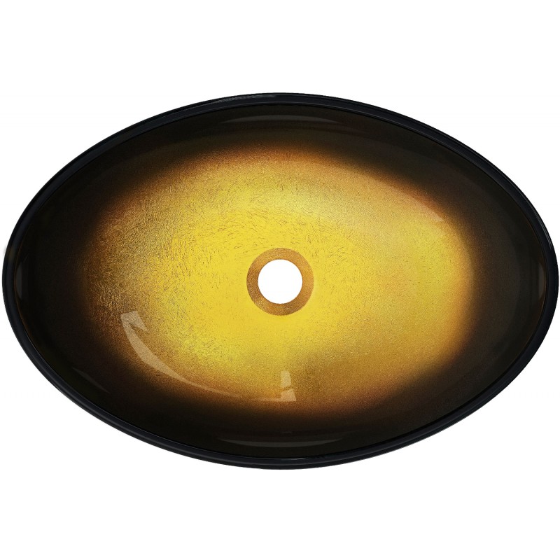 Mexen Sonia lavabo sobre encimera de vidrio de 54 x 37 cm, oro oscuro - 24145451