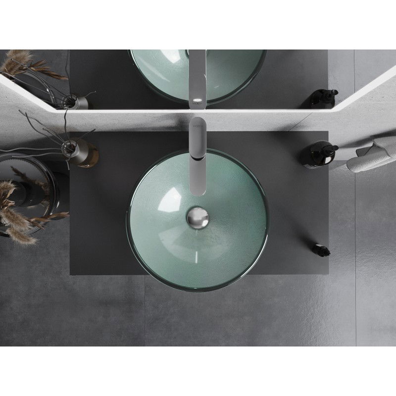 Mexen Mira glazen opbouwwastafel 42 x 42 cm, zilver - 24124211