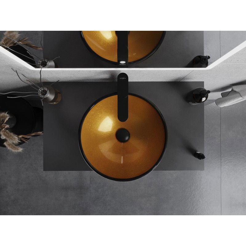 Mexen Mira lavandino in vetro da appoggio 42 x 42 cm, oro - 24124250