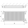 Mexen CVH20 Hügieeni paneelradiaator 300 x 1500 mm, alumine ühendus, 955 W, must - W620H-030-150-70