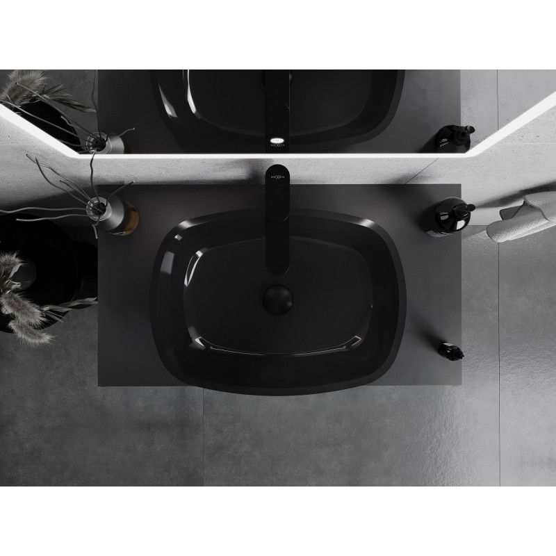 Mexen Araks lavabo en verre sur plan 54 x 39 cm, noir - 24155470