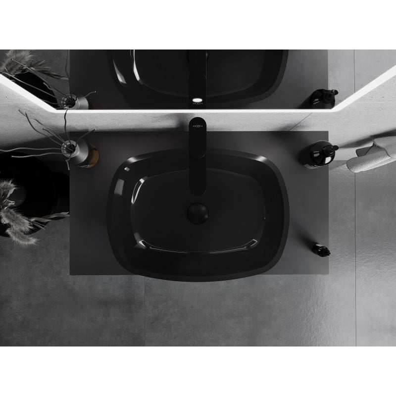 Mexen Araks lavabo in vetro da appoggio 54 x 39 cm, nero - 24155470