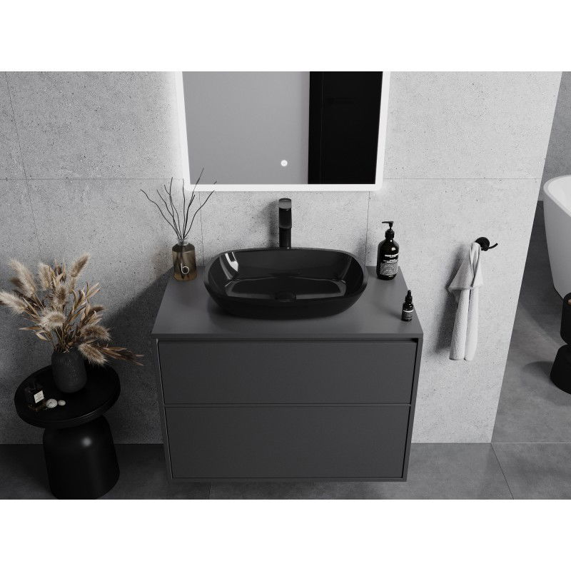 Mexen Araks lavabo en verre sur plan 54 x 39 cm, noir - 24155470