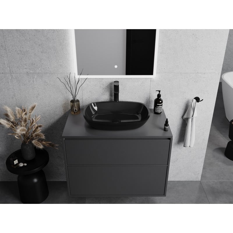 Mexen Araks lavabo in vetro da appoggio 54 x 39 cm, nero - 24155470