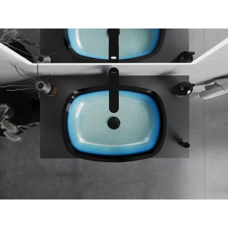 Mexen Araks glazen opbouw wastafel 54 x 39 cm, blauw - 24155447