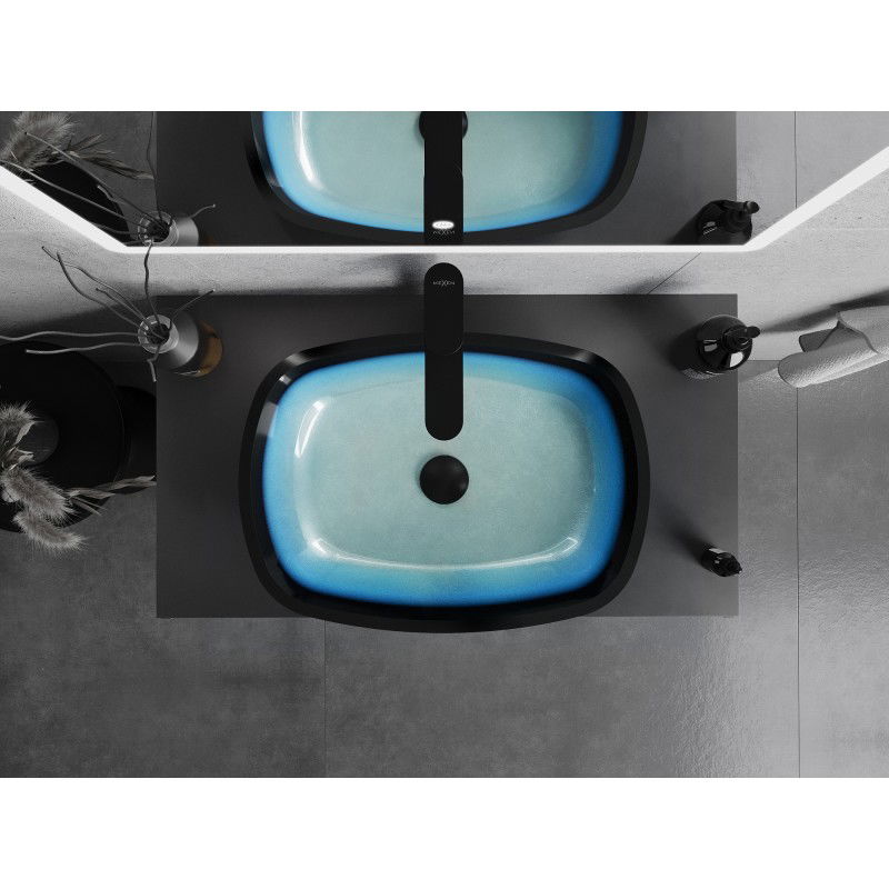 Mexen Araks lavatório de vidro sobre bancada 54 x 39 cm, azul - 24155447