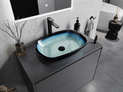 Mexen Araks glazen opbouwwastafel 54 x 39 cm, blauw - 24155447