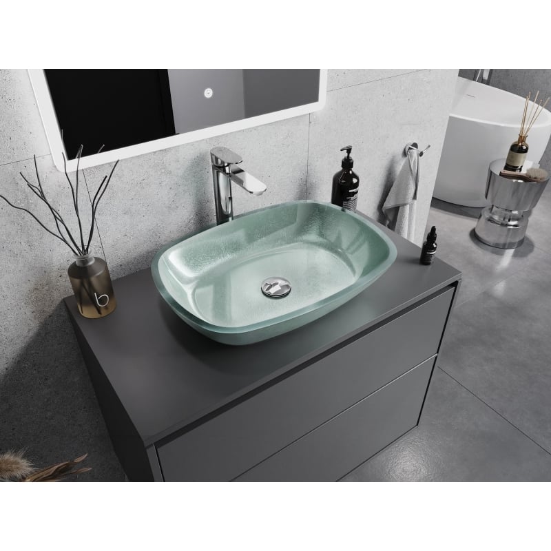 Mexen Araks klaasist pealispind valamug 54 x 39 cm, hõbedane - 24155411