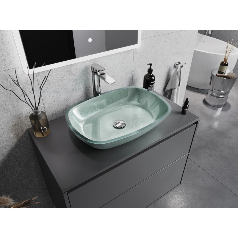 Mexen Araks stakleni nadgradni umivaonik 54 x 39 cm, srebrna - 24155411