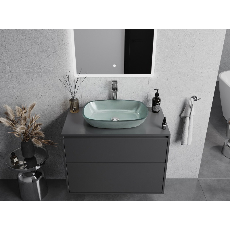 Mexen Araks Glaswaschbecken Aufsatzwaschbecken 54 x 39 cm, Silber - 24155411