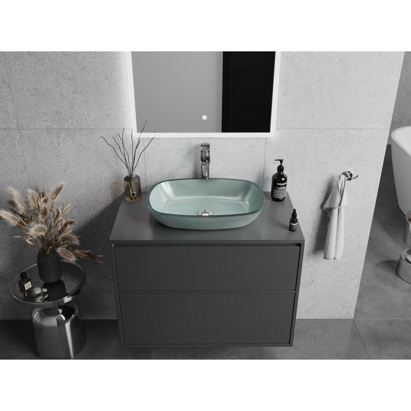 Mexen Araks stikla countertop izlietne 54 x 39 cm, sudraba - 24155411