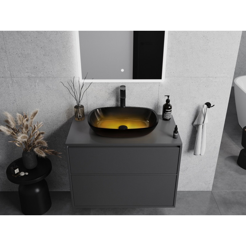 Mexen Araks Glaswaschbecken Aufsatzwaschbecken 54 x 39 cm, dunkles Gold - 24155451