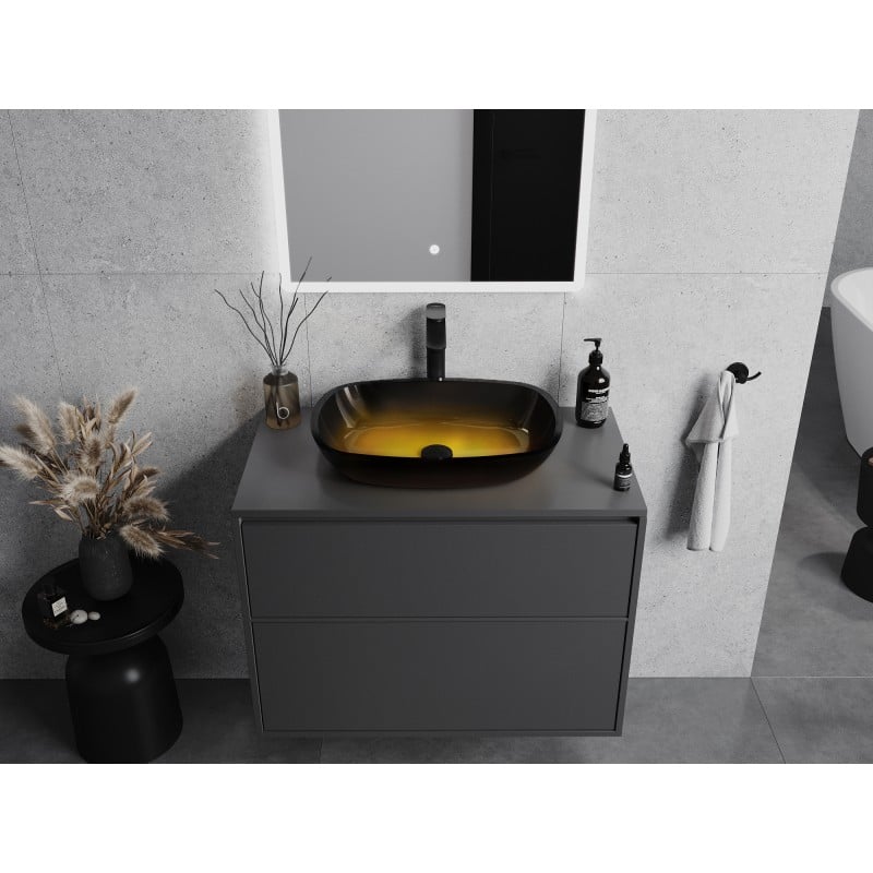 Mexen Araks lavabo da appoggio in vetro 54 x 39 cm, oro scuro - 24155451