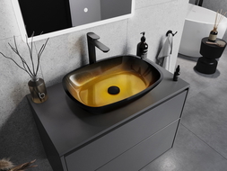 Mexen Araks lavabo en verre à poser 54 x 39 cm, or foncé - 24155451