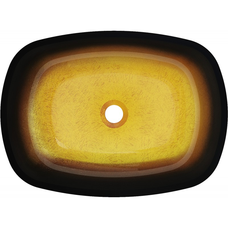 Mexen Araks fregadero de cristal sobre encimera 54 x 39 cm, dorado oscuro - 24155451