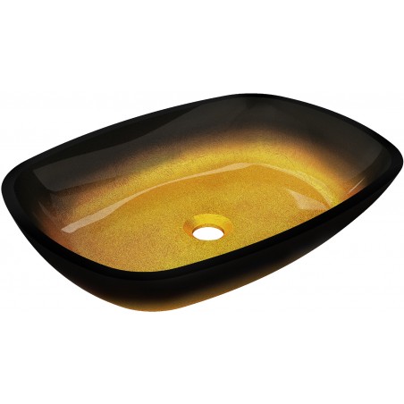 Mexen Araks glazen opbouw wastafel 54 x 39 cm, donker goud - 24155451