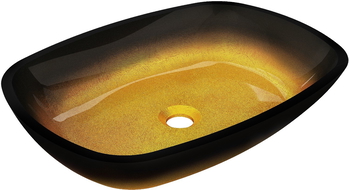 Mexen Araks lavabo en verre à poser 54 x 39 cm, or foncé - 24155451