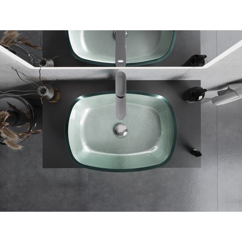 Mexen Araks lavatório de vidro de bancada 54 x 39 cm, prateado - 24155411