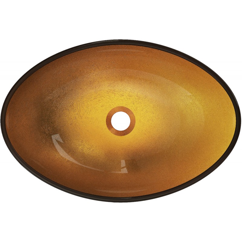 Mexen Sonia glazen opbouwwastafel 54 x 37 cm, goud - 24145450
