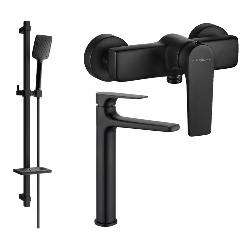 Mexen Lynx DQ62 duschset, svart - 745914DQ62-70