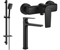 Mexen Lynx DQ62 shower set, black - 745914DQ62-70