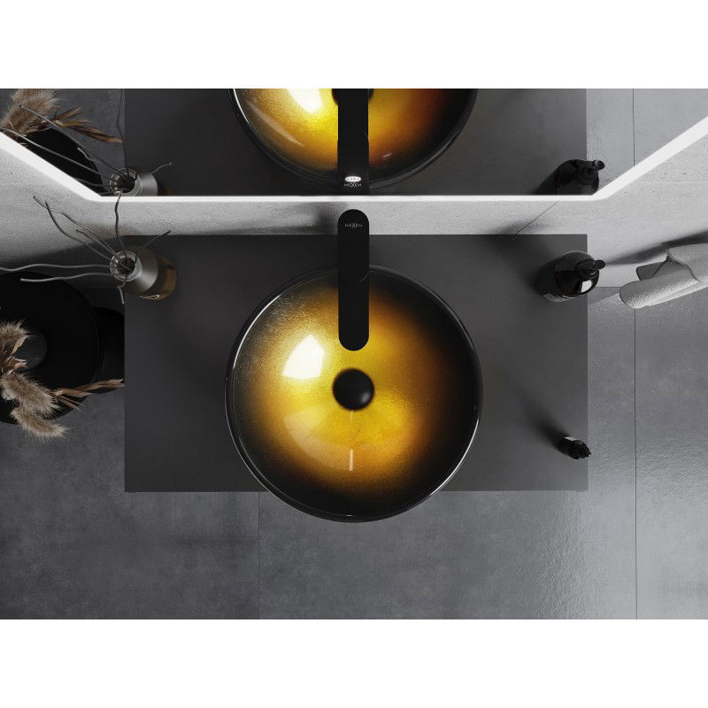 Mexen Mira lavabo de vidrio sobre encimera 42 x 42 cm, oro oscuro - 24124251