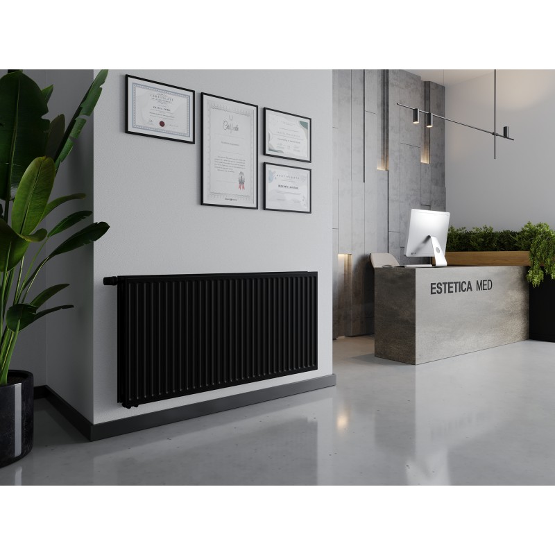 Mexen CVH20 Higienski ploščati radiator 900 x 2400 mm, spodnji priklop, 3697 W, črn - W620H-090-240-70