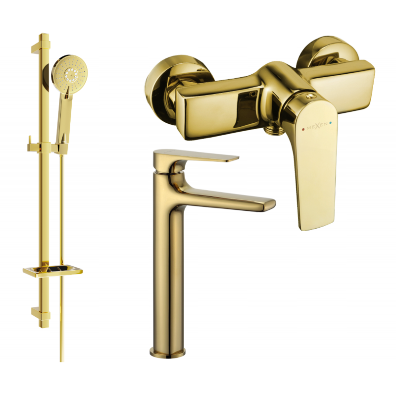 Mexen Lynx DQ40 shower set, gold - 745914DQ40-50