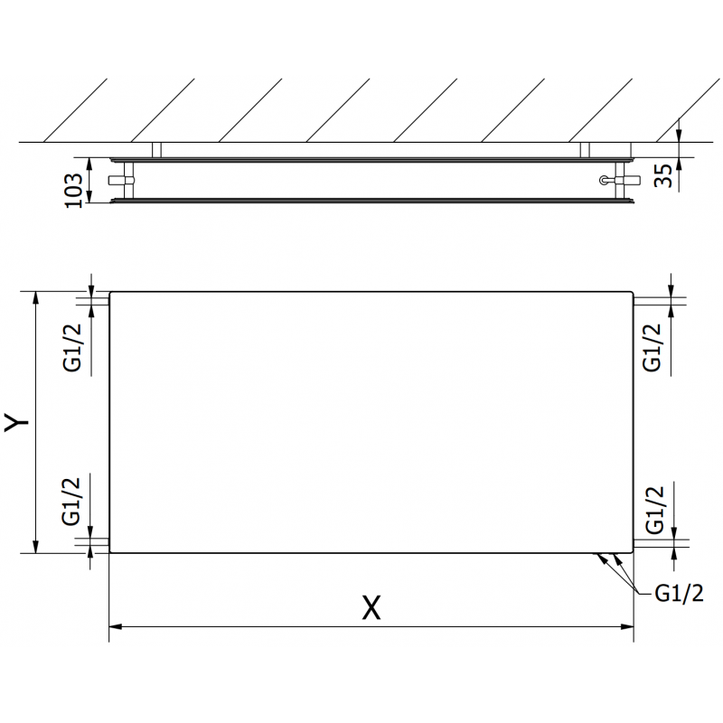 Mexen CVHF20 Hygiene Flat radiatore a pannello 300 x 900 mm, collegamento inferiore, 511 W, nero - W620HF-030-090-70