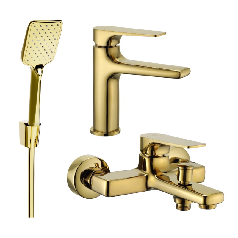 Mexen Lynx R62 bathtub set, gold - 745903R62-50