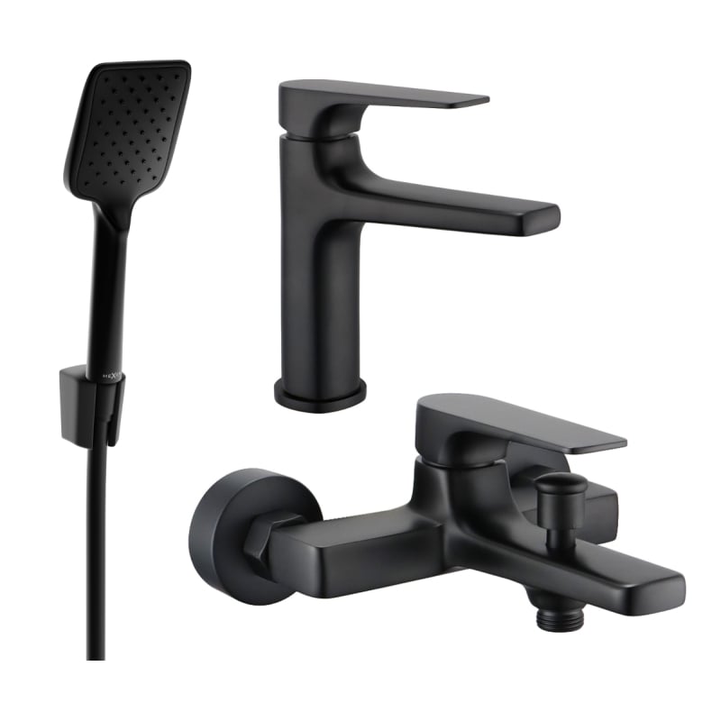 Mexen Lynx R62 bathtub set, black - 745903R62-70